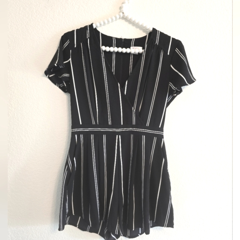 Black & White Striped Romper